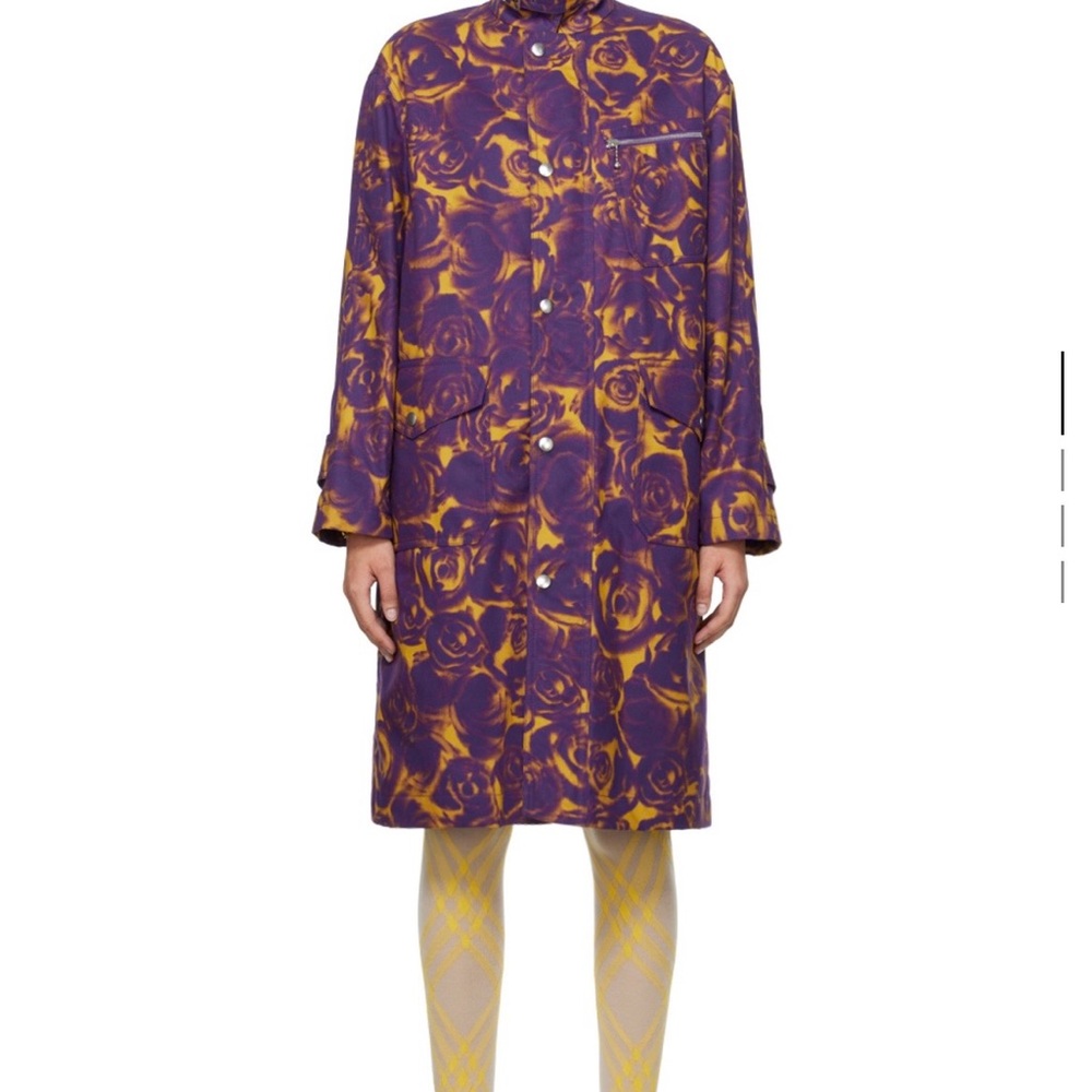 Burberry Purple and Yellow Floral Long Sleeve Dress